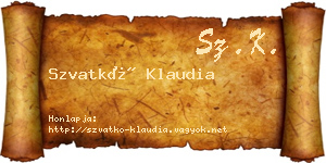 Szvatkó Klaudia névjegykártya